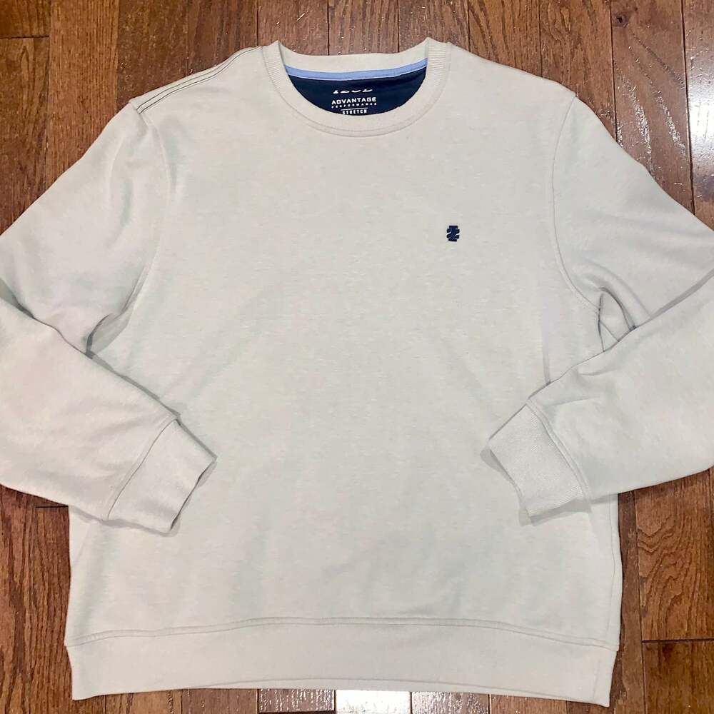 IZOD Men's Off-White Advantage Performance Crewneck Fleece‎ Sweatshirt